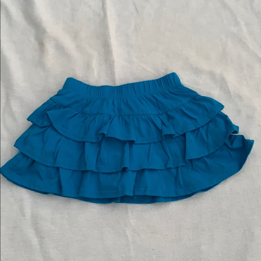 Blue cotton tiered ruffle toddler girls skirt